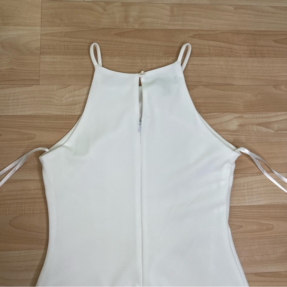 White Homecoming Dress Asymmetrical Cut with Silver Detail Size Medium Juniors - Picture 7 of 7